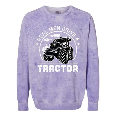 Real Drive Tractor Funny Farm Tractors Enthusiast Outfit Colorblast Crewneck Sweatshirt