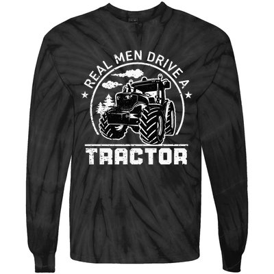 Real Drive Tractor Funny Farm Tractors Enthusiast Outfit Tie-Dye Long Sleeve Shirt