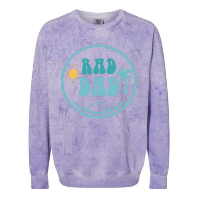 Rad Dad The Big One 1st Birthday Surf Family Colorblast Crewneck Sweatshirt