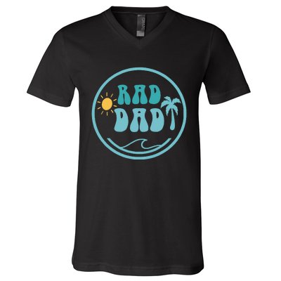 Rad Dad The Big One 1st Birthday Surf Family V-Neck T-Shirt