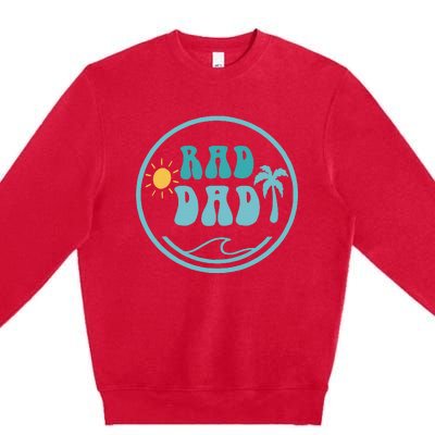 Rad Dad The Big One 1st Birthday Surf Family Premium Crewneck Sweatshirt