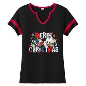 Ru Dolph The Red Retro Nosed Reindeer Christmas Holiday Ladies Halftime Notch Neck Tee