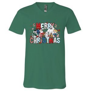 Ru Dolph The Red Retro Nosed Reindeer Christmas Holiday V-Neck T-Shirt