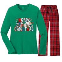 Ru Dolph The Red Retro Nosed Reindeer Christmas Holiday Women's Long Sleeve Flannel Pajama Set 