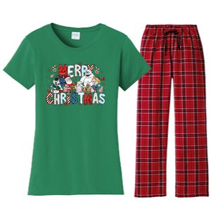 Ru Dolph The Red Retro Nosed Reindeer Christmas Holiday Women's Flannel Pajama Set