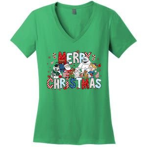 Ru Dolph The Red Retro Nosed Reindeer Christmas Holiday Women's V-Neck T-Shirt