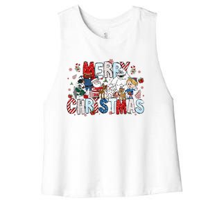 Ru Dolph The Red Retro Nosed Reindeer Christmas Holiday Women's Racerback Cropped Tank