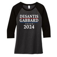 Ron Desantis Tulsi Gabbard President Election 2024 Women's Tri-Blend 3/4-Sleeve Raglan Shirt