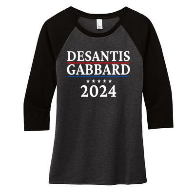 Ron Desantis Tulsi Gabbard President Election 2024 Women's Tri-Blend 3/4-Sleeve Raglan Shirt