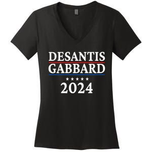 Ron Desantis Tulsi Gabbard President Election 2024 Women's V-Neck T-Shirt