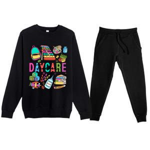 Retro Daycare Teacher Somebody Favorite Premium Crewneck Sweatsuit Set