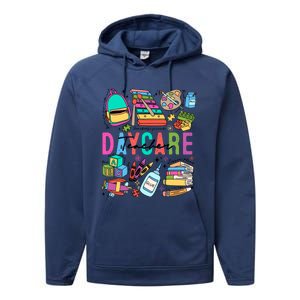 Retro Daycare Teacher Somebody Favorite Performance Fleece Hoodie