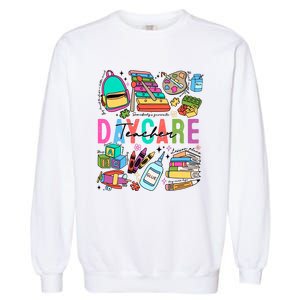 Retro Daycare Teacher Somebody Favorite Garment-Dyed Sweatshirt