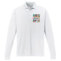 Retro Daycare Teacher Somebody Favorite Performance Long Sleeve Polo