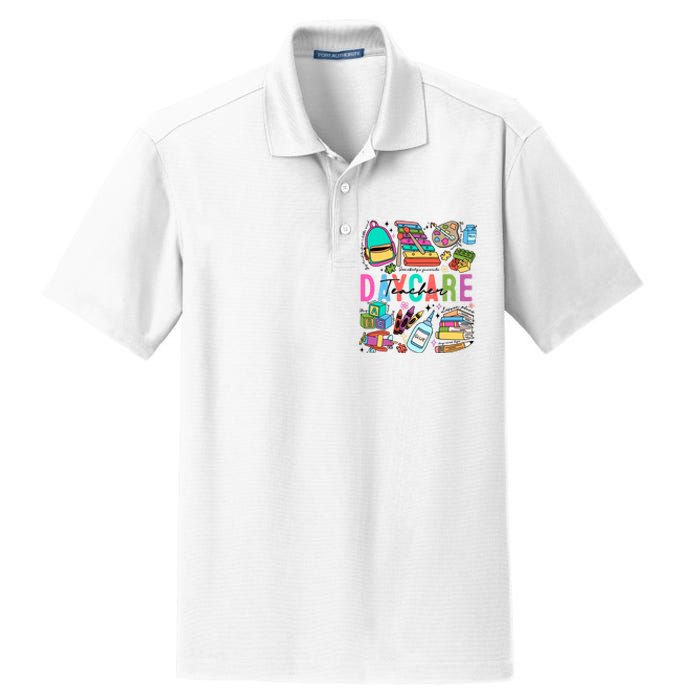 Retro Daycare Teacher Somebody Favorite Dry Zone Grid Polo