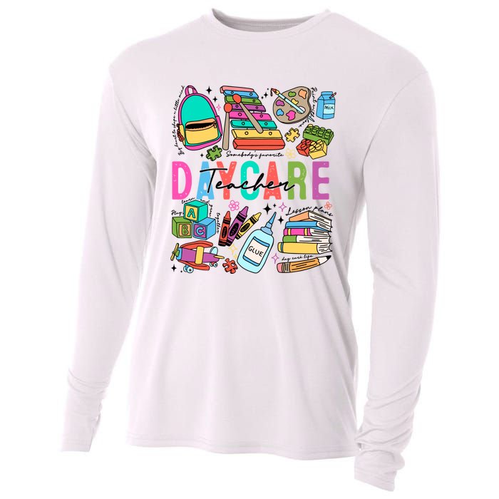 Retro Daycare Teacher Somebody Favorite Cooling Performance Long Sleeve Crew