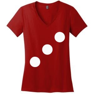 Red Dice Three 3 Casino Matching Halloween Costume Women's V-Neck T-Shirt