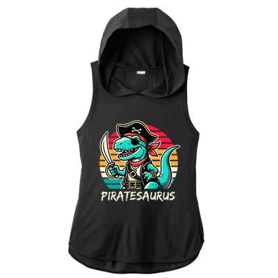 Retro Dinosaur T Rex Pirate Costume Piratesaurus Ladies PosiCharge Tri-Blend Wicking Draft Hoodie Tank