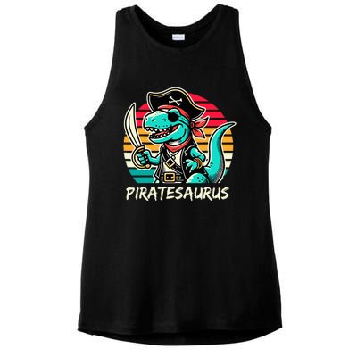 Retro Dinosaur T Rex Pirate Costume Piratesaurus Ladies PosiCharge Tri-Blend Wicking Tank