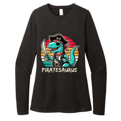 Retro Dinosaur T Rex Pirate Costume Piratesaurus Womens CVC Long Sleeve Shirt