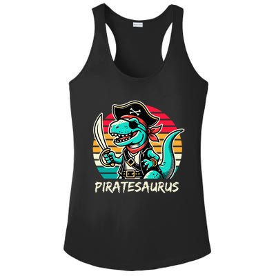 Retro Dinosaur T Rex Pirate Costume Piratesaurus Ladies PosiCharge Competitor Racerback Tank