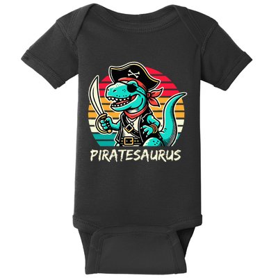 Retro Dinosaur T Rex Pirate Costume Piratesaurus Baby Bodysuit