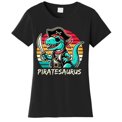 Retro Dinosaur T Rex Pirate Costume Piratesaurus Women's T-Shirt