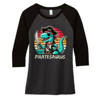 Retro Dinosaur T Rex Pirate Costume Piratesaurus Women's Tri-Blend 3/4-Sleeve Raglan Shirt