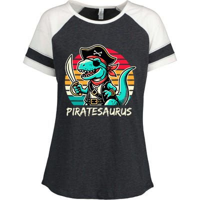 Retro Dinosaur T Rex Pirate Costume Piratesaurus Enza Ladies Jersey Colorblock Tee