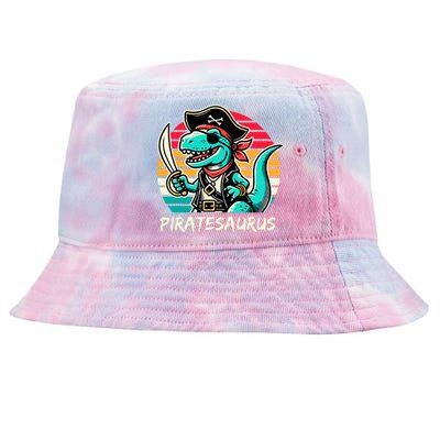 Retro Dinosaur T Rex Pirate Costume Piratesaurus Tie-Dyed Bucket Hat