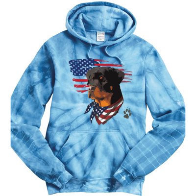 Rottweiler Dog USA American Flag Awesome Cool Tie Dye Hoodie