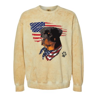 Rottweiler Dog USA American Flag Awesome Cool Colorblast Crewneck Sweatshirt