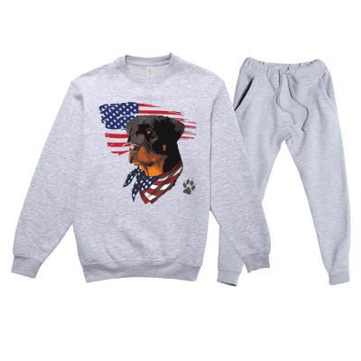 Rottweiler Dog USA American Flag Awesome Cool Premium Crewneck Sweatsuit Set