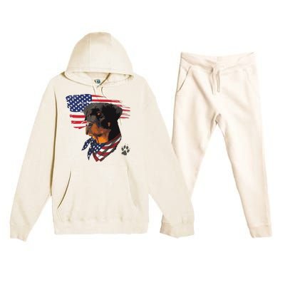 Rottweiler Dog USA American Flag Awesome Cool Premium Hooded Sweatsuit Set