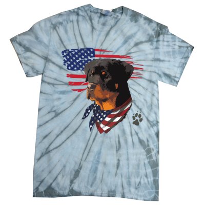 Rottweiler Dog USA American Flag Awesome Cool Tie-Dye T-Shirt