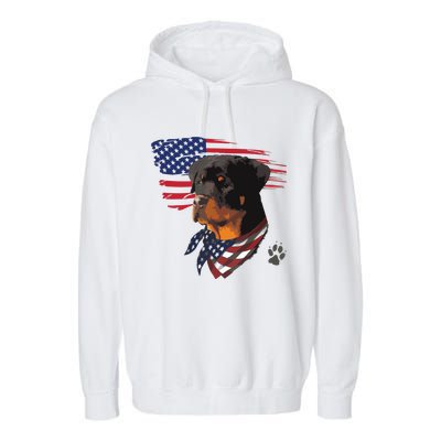 Rottweiler Dog USA American Flag Awesome Cool Garment-Dyed Fleece Hoodie