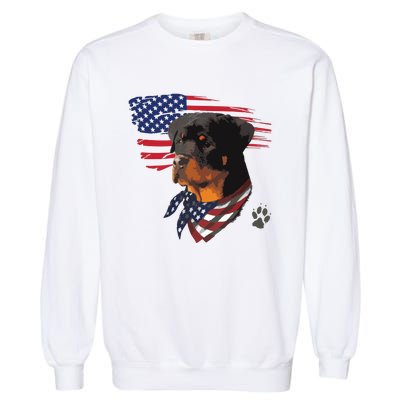 Rottweiler Dog USA American Flag Awesome Cool Garment-Dyed Sweatshirt