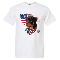 Rottweiler Dog USA American Flag Awesome Cool Garment-Dyed Heavyweight T-Shirt