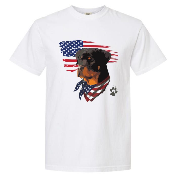 Rottweiler Dog USA American Flag Awesome Cool Garment-Dyed Heavyweight T-Shirt