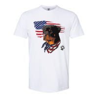 Rottweiler Dog USA American Flag Awesome Cool Softstyle CVC T-Shirt