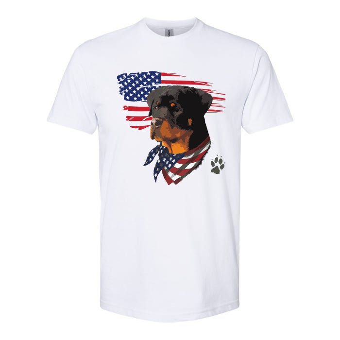 Rottweiler Dog USA American Flag Awesome Cool Softstyle CVC T-Shirt