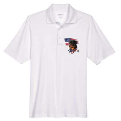 Rottweiler Dog USA American Flag Awesome Cool Men's Origin Performance Piqué Polo