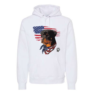 Rottweiler Dog USA American Flag Awesome Cool Premium Hoodie