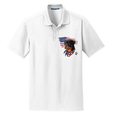 Rottweiler Dog USA American Flag Awesome Cool Dry Zone Grid Polo