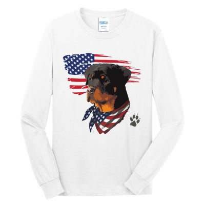 Rottweiler Dog USA American Flag Awesome Cool Tall Long Sleeve T-Shirt