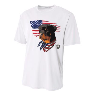 Rottweiler Dog USA American Flag Awesome Cool Performance Sprint T-Shirt