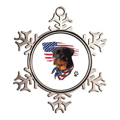 Rottweiler Dog USA American Flag Awesome Cool Metallic Star Ornament