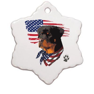 Rottweiler Dog USA American Flag Awesome Cool Ceramic Star Ornament