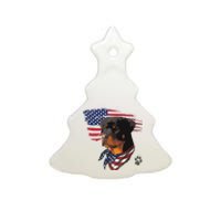 Rottweiler Dog USA American Flag Awesome Cool Ceramic Tree Ornament