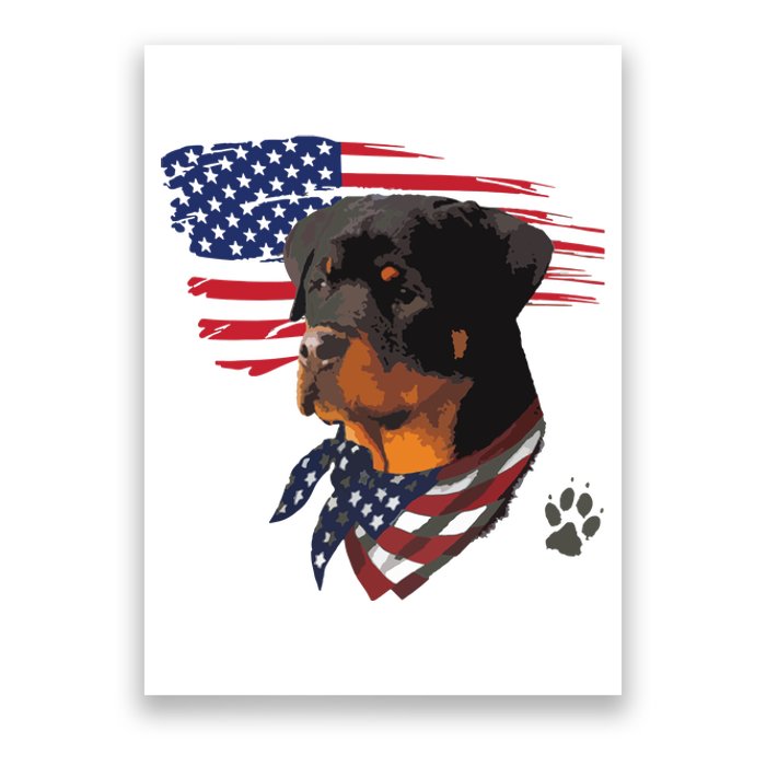 Rottweiler Dog USA American Flag Awesome Cool Poster